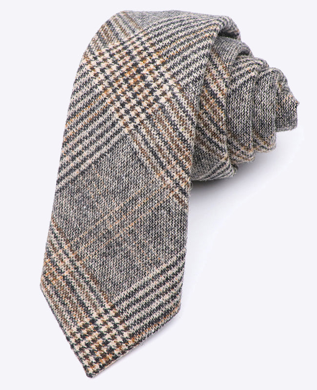 Cravate Tartan Gris n°6 Homme en Laine | Norbert - Unipap's